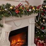 Бусы новогодние SY18ZL-81 S, пластик, круглые, серебряные, 1.4х500 см