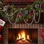 Бусы новогодние SY18ZL-81 S, пластик, круглые, серебряные, 1.4х500 см