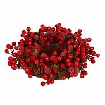 Подсвечник SYSGZSA-4623021, 1 свеча, с ягодами, для свечи до 9 см, коричнево-красный