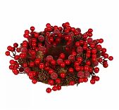 Подсвечник SYSGZSA-4623021, 1 свеча, с ягодами, для свечи до 9 см, коричнево-красный