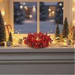 Подсвечник SYSGZSA-4623021, 1 свеча, с ягодами, для свечи до 9 см, коричнево-красный