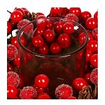 Подсвечник SYSGZSA-4623021, 1 свеча, с ягодами, для свечи до 9 см, коричнево-красный