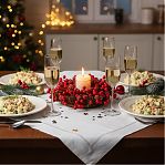 Подсвечник SYSGZSA-4623021, 1 свеча, с ягодами, для свечи до 9 см, коричнево-красный