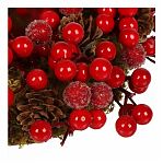 Подсвечник SYSGZSA-4623021, 1 свеча, с ягодами, для свечи до 9 см, коричнево-красный