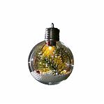 Ёлочный шар Ветка ели, батарейки, 1 LED, свечение тёплое белое