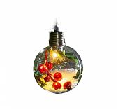 Ёлочный шар Ягоды, батарейки, 1 LED, свечение тёплое белое