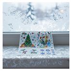 Набор наклеек на окна Новогодний 4573436, ёлочка, снегири, Дед Мороз, 36х36 см