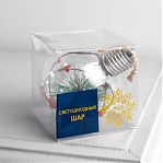 Ёлочный шар Еловая ветка, батарейки, 1 LED, свечение тёплое белое