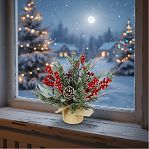 Композиция новогодняя SYSPS -0823119, настольная, с ягодами и шишками, высота 27 см