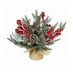 Композиция новогодняя SYSPS -0823119, настольная, с ягодами и шишками, высота 27 см