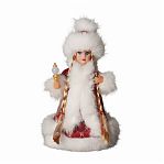 Снегурочка под ёлку Зимнее волшебство 10481685, в пушистой шубке, подсветка, красный, 30 см