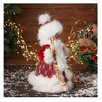 Снегурочка под ёлку Зимнее волшебство 10481685, в пушистой шубке, подсветка, красный, 30 см