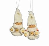 Игрушка елочная Лесная мастерская Счастливый малыш 3584586, дерево и текстиль, белая, 6 см