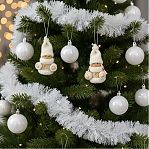 Игрушка елочная Лесная мастерская Счастливый малыш 3584586, дерево и текстиль, белая, 6 см