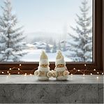 Игрушка елочная Лесная мастерская Счастливый малыш 3584586, дерево и текстиль, белая, 6 см