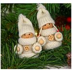 Игрушка елочная Лесная мастерская Счастливый малыш 3584586, дерево и текстиль, белая, 6 см