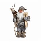 Фигура декоративная Зимнее волшебство 5036023, под ёлку, Дед Мороз в сером костюме с лыжами, 30 см