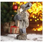 Фигура декоративная Зимнее волшебство 5036023, под ёлку, Дед Мороз в сером костюме с лыжами, 30 см