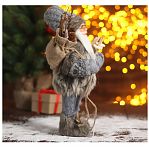 Фигура декоративная Зимнее волшебство 5036023, под ёлку, Дед Мороз в сером костюме с лыжами, 30 см