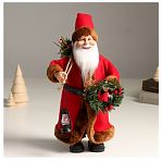 Кукла интерьерная Simaland 9488062, Дед Мороз с подарками, веночком и фонариком 37 см