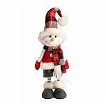 Кукла интерьерная Simaland 9488067, Снеговик в жилете со снежинкой и клетчатом колпаке, 44 см