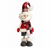 Кукла интерьерная Simaland 9488067, Снеговик в жилете со снежинкой и клетчатом колпаке, 44 см