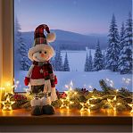 Кукла интерьерная Simaland 9488067, Снеговик в жилете со снежинкой и клетчатом колпаке, 44 см