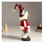 Кукла интерьерная Simaland 9488067, Снеговик в жилете со снежинкой и клетчатом колпаке, 44 см