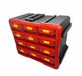 Ящик для инструментов 06448, вертикальный, 12 ячеек, красный, 160х250х300