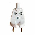 Вилка электрическая РОС В6-001, 6 А, IP20, без заземления, пластиковая, белая