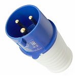Вилка прямая Stekker ST-023 PPG32-023-44 49427, 32А, 220В, 2P+PE, IP44, термопласт, белый с синим