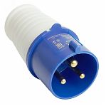 Вилка прямая Stekker ST-023 PPG32-023-44 49427, 32А, 220В, 2P+PE, IP44, термопласт, белый с синим