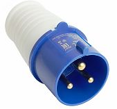 Вилка прямая Stekker ST-023 PPG32-023-44 49427, 32А, 220В, 2P+PE, IP44, термопласт, белый с синим
