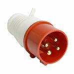 Вилка прямая Stekker ST-014 PPG16-014-44 49428, 16А, 380В, 3P+PE, IP44, термопласт, белый с красным