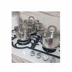 Набор посуды Daniks Nara GS-01413-6PC-2, нержавеющая сталь, 6 предметов, кастрюли 2.1, 2.9, 3.9 л, индукция