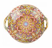 Блюдо Arabesque фарфоровое с ручками, оранжевое 225х205х45 мм