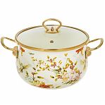 Кастрюля Daniks эмалированная сталь, 4,5 л, с крышкой, крышка стекло, Elisa, Y4-8961, индукция