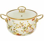 Кастрюля Daniks эмалированная сталь, 4,5 л, с крышкой, крышка стекло, Elisa, Y4-8961, индукция