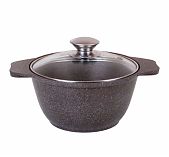 Кастрюля Kukmara кмк12а со стеклянной крышкой 1 л, кофейный мрамор