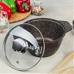 Кастрюля Kukmara кмк12а со стеклянной крышкой 1 л, кофейный мрамор