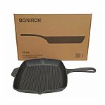 Сковорода-гриль Boniron чугунная, с литой ручкой, для всех типов плит 45х260х260 мм