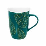 Кружка Elan Gallery Листья, фарфор New Bone China, 450 мл 125х90х125 мм, 230256
