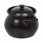 Кастрюля для запекания с крышкой, керамика, черная, 16х23 см, 2.7 л