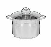Кастрюля Daniks SD-6BP-10 Общепит с крышкой, нержавеющая сталь, индукция, 10 л