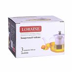 Чайник заварочный Loraine, 800 мл, стеклянный, крышка, фильтр, LR-60073 