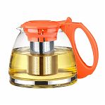 Чайник заварочный TimA Годжи, оранжевый, стеклянный, 1100 мл, с ситом, пластиковая ручка, крышка, A083OR-11