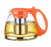 Чайник заварочный TimA Годжи, оранжевый, стеклянный, 1100 мл, с ситом, пластиковая ручка, крышка, A083OR-11