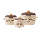 Набор эмалированных кастрюль Стальэмаль №19 Vintage, бежевый, 2 л, 3 л, 5.5 л