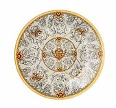 Тарелка обеденная Lefard Monogram, круглая, стекло, золотая, 25 см