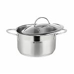 Кастрюля нержавеющая сталь Daniks Бонн GS-01319-18CA, 2.5 л, стеклянная крышка, индукция